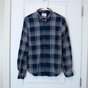 Gorpcore Camping Plaid Blue Orange Denim & Flower Ricky Singh S 100% Cotton